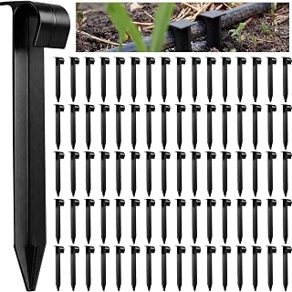 Honoson 80 Pcs Irrigation Stakes Tubing Hold Down Anchor Stakes 1/2" PE Plastic Garden Hose Stake 6 Inch Plastic Drip Tubing Anchor for Greenhouse, Lawn, Patio, Vegetable Plot