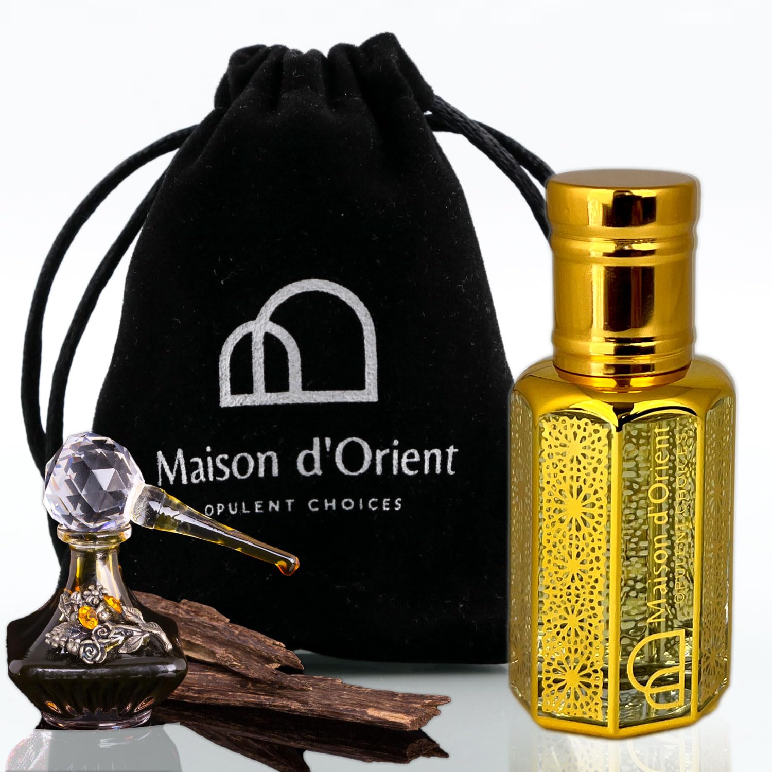 MdO Mukhallat Perfume Oil 12 mL – Rich Oriental Blend of Oud Rose and Spices. Alcohol Free Long Lasting Oil, Compliment Magnet