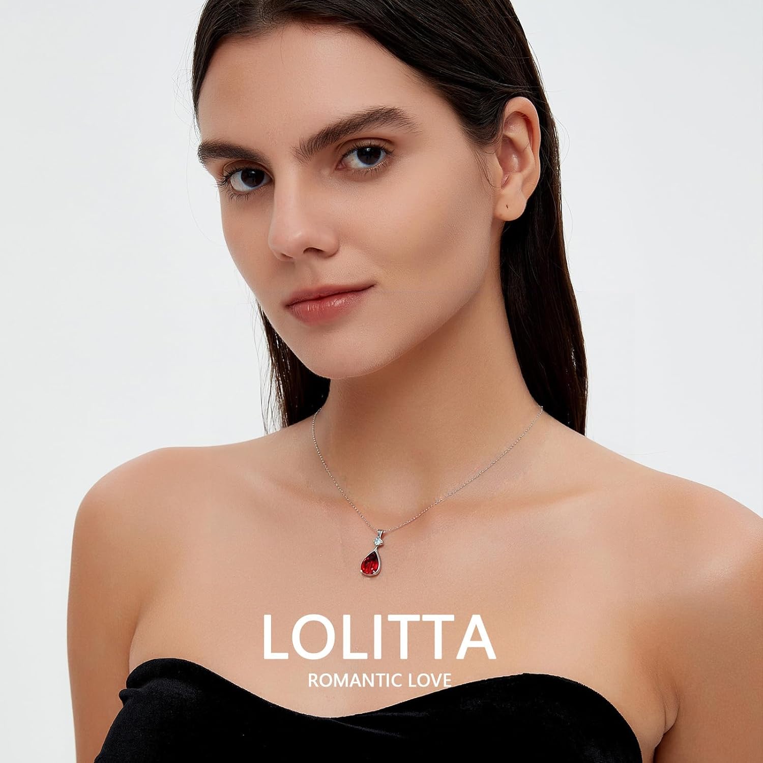 LOLITTA Red Crystal Pendant Necklaces For Women, 18K White Gold Plated 18+2 Inch Adjustable Chain, Dainty Jewelry Rose Gifts Set,Valentine's Day Birthday Mothers Day Thanksgiving Gifts For Women Mom Her - Image 7