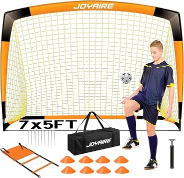 Kids Backyard Soccer Goal, 10 mm Poles & 5-Layer Net, 4x3/6x4/7x5FT