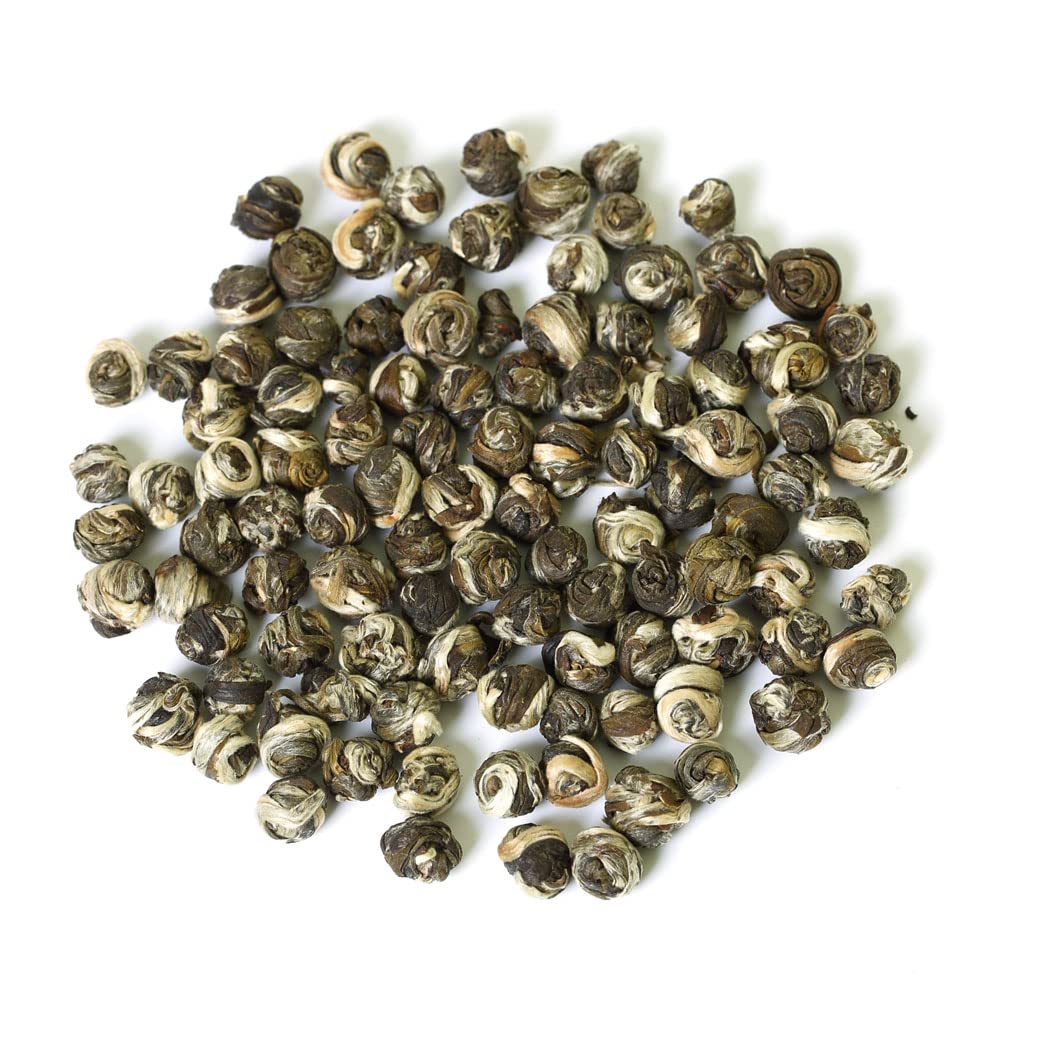 GOARTEA - Jasmine Dragon Pearls - 60pcs 8g Nonpareil Supreme Grade - Jasmine Pearl Green Tea - Chinese Green Tea Loose Leaf - Easy Bag