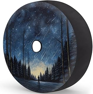 Spare Tire Cover with Backup Camera Hole Meteor Shower Waterproof Tire Cover Fit for Rv SUV Truck Travel Trailer 17inch