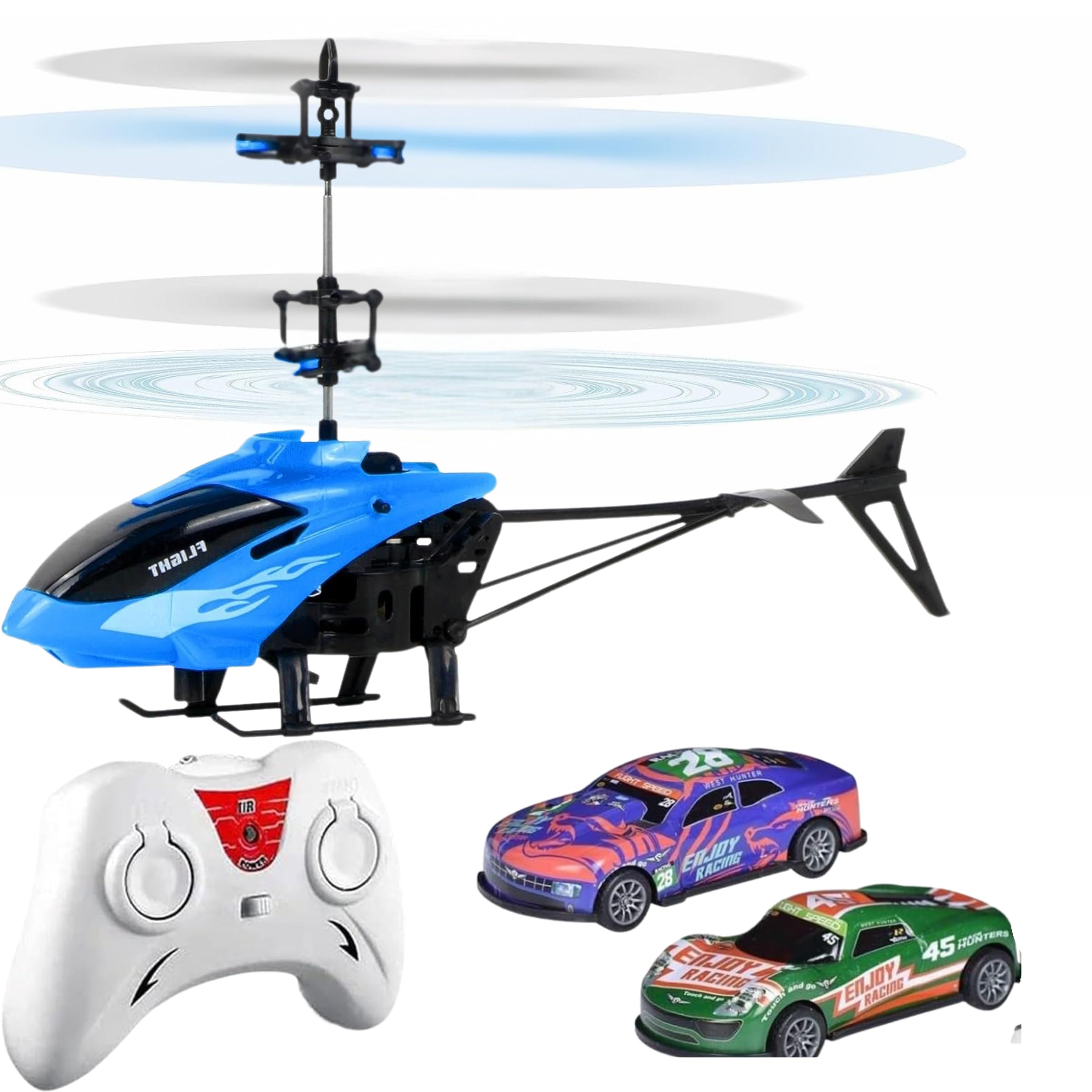 Sponsored Ad - Toy Flying Helicopteer,Remote Control Helicopter for 6 + Years Boys Helicopteer, Palm Sensing Helicopter with 2 mini Metal Pull Back Cars (Pack of 1) (Blue)