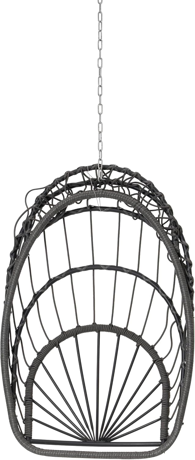 Swing Egg Chair Without Stand Indoor Outdoor Wicker Rattan Patio Basket Hanging Chair with UV Resistant Cushions 265lbs Capaticy for Bedroom Balcony Patio (Khaki)