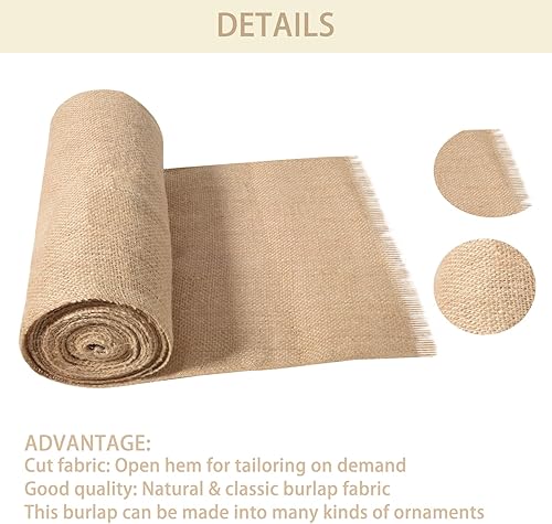 Miniatura 4 de ANQLRMD Camino de mesa de arpillera de 12 pulgadas x 30 pies (10 yardas), tela de arpillera para bodas, decoraciones de mesa de fiesta, decoración