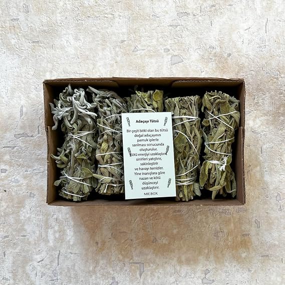 Organik Adaçayı Tütsü 5 Adet (Natural White Sage Incense, Aura Cleansing White Sage, Enerji ve Arınma Seti)