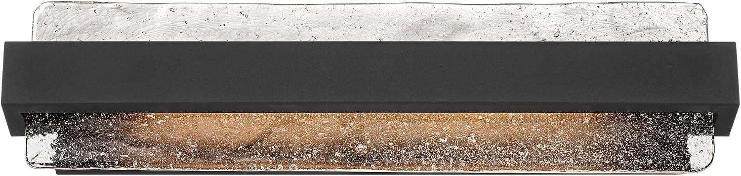 Possini Euro Design Cascadia 23 3/4" High Modern Bathroom Vanity Wall Lamp Light Fixture Mount Over The Sink Mirror LED Hardwired Cordless Black Piastra Glass Shade Indoor Entry-Way