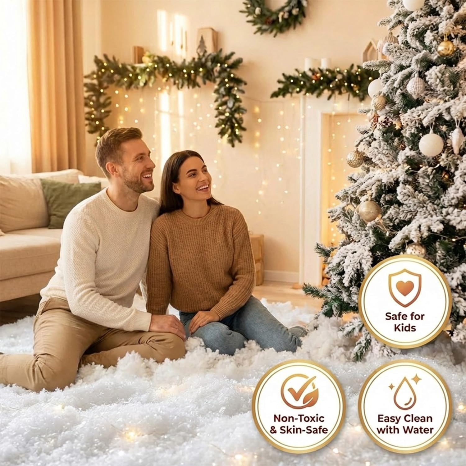 ARELUX Artificial Snow Fake Instant Powder 56oz Make 24 Gallons Fluffy Snow Snowballs & Realistic Snowflakes Safe for Party Decor for Slime Making Snow Globe Crafts, Painting