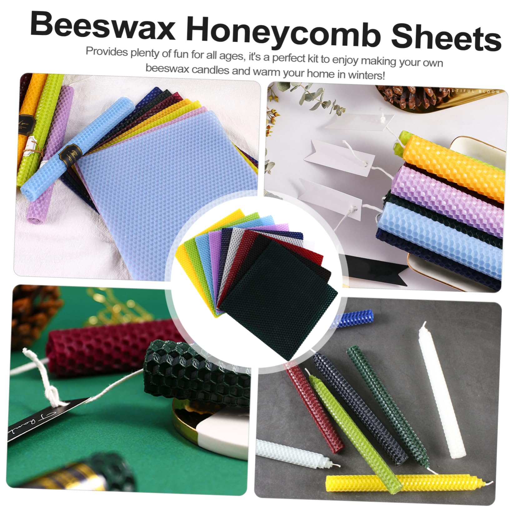 KONTONTY 9pezzi Kit Per Creare Candele Cera Api Con Fogli Favo Colorati Materiale Naturale Per Attività Familiari e Progetti Creativi