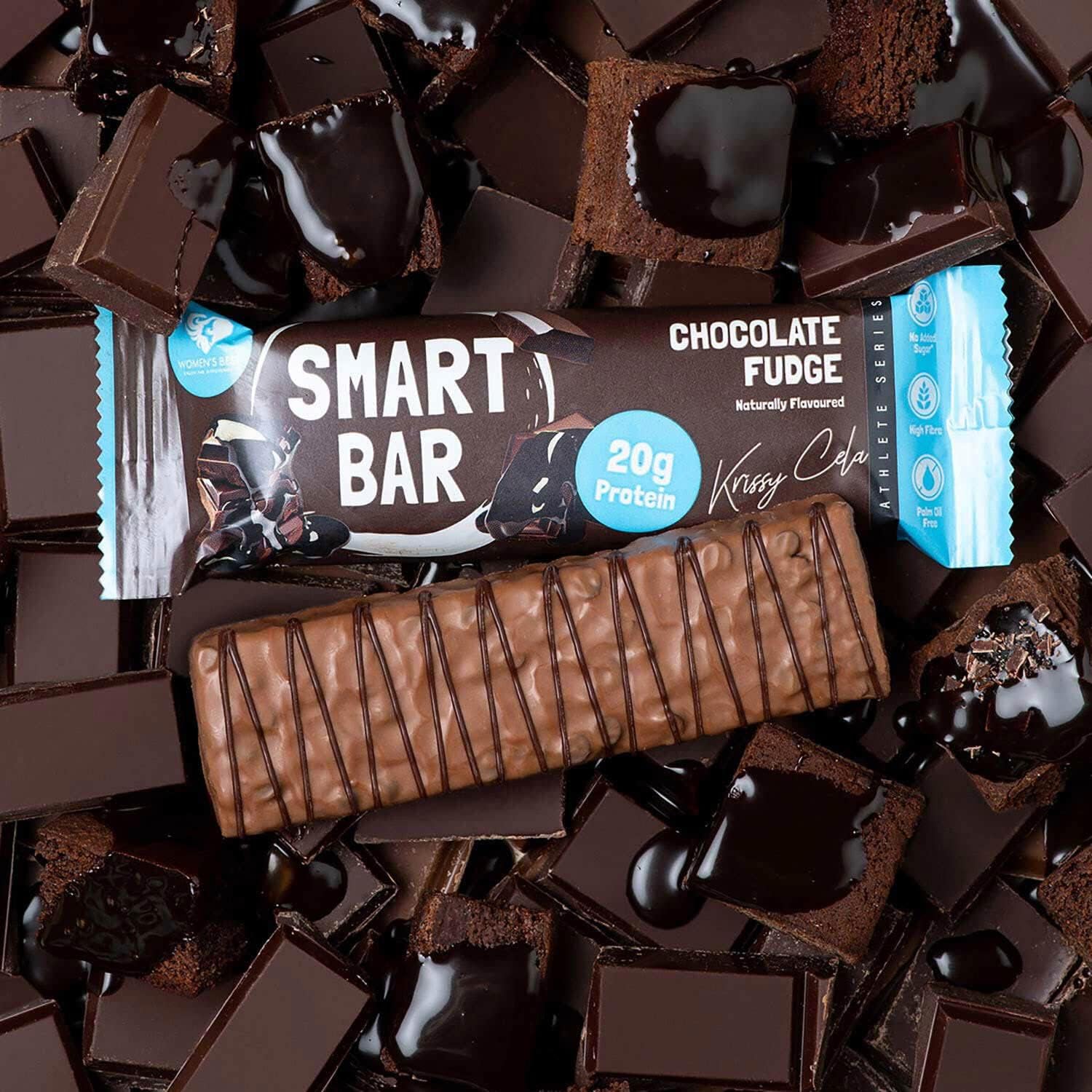 Women's Best Protein Bar, Smart Protein Bar, 20g of Premium Protein, No Added Sugar, Soft and Crunchy, Clean & Quality Ingredients (12 Count, Chocolate Fudge)