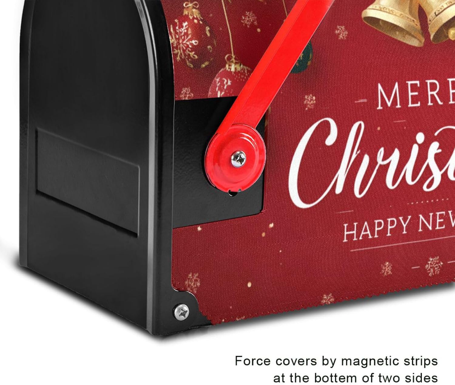 Vdsrup Christmas Bells Balls Stars Mailbox Cover Winter Snowflakes Fir Tree Magnetic Large Oversized 25.4" X 20.8" Mailbox Wraps Post Letter Box Cover Garden Decorations