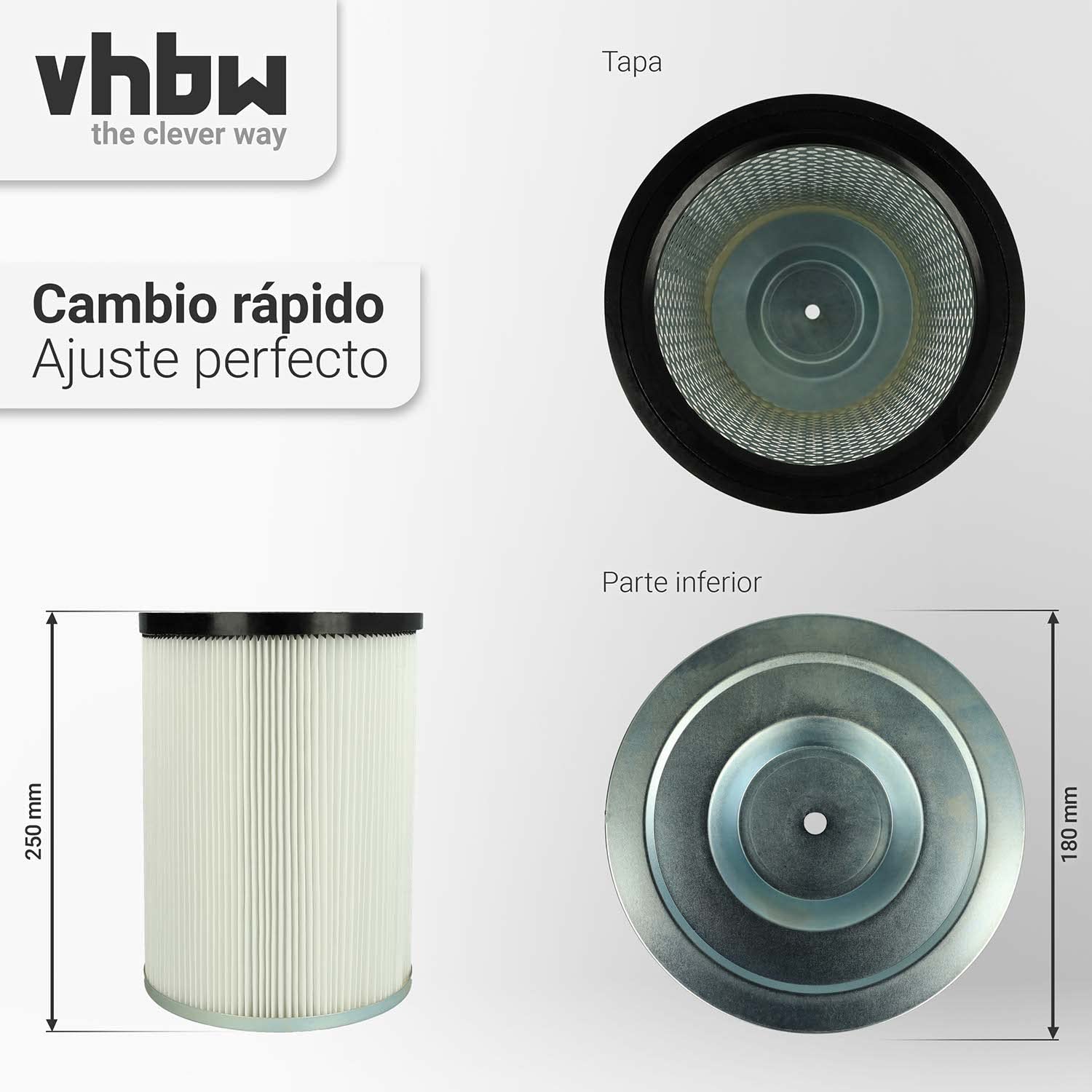 vhbw 5x Filtro plisado compatible con Kärcher NT 70/3 Tc *EU, NT 90/2 Me Classic *AR, NT 90/2 Me Classic *BR 127 V aspiradora - blanco