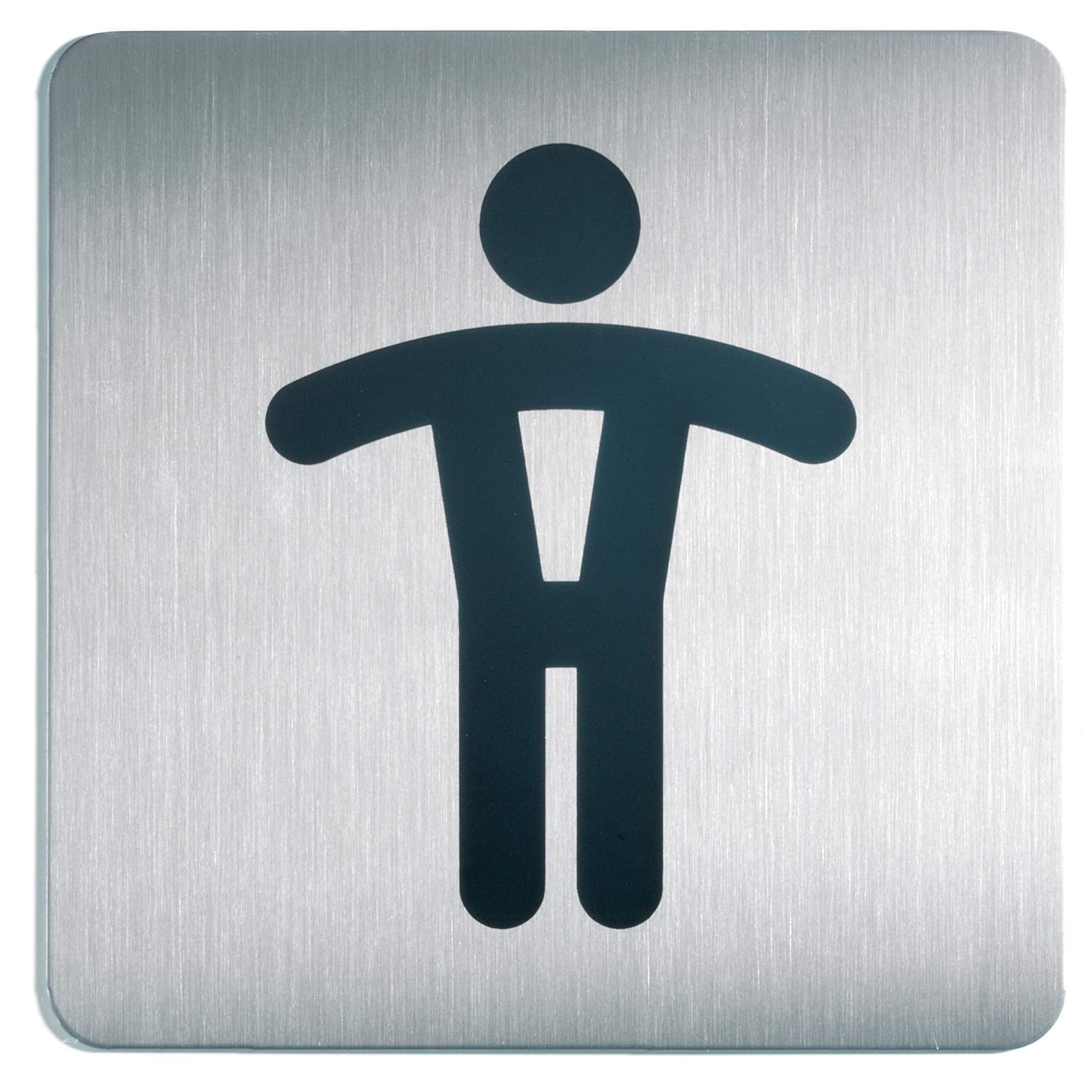 Durable Men's Adhesive Wc Symbol Bathroom Toilet Sign | Stainless Steel | Square