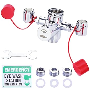 CRAFTFORCE Faucet Mounted Eyewash Station with Cover, 2 in 1 Eye Wash Kit, Emergency Eye Wash Station Sink Attachment, Eye Wash Unit for Lab, Factory, Industry Site, Workshop, Office and Home
