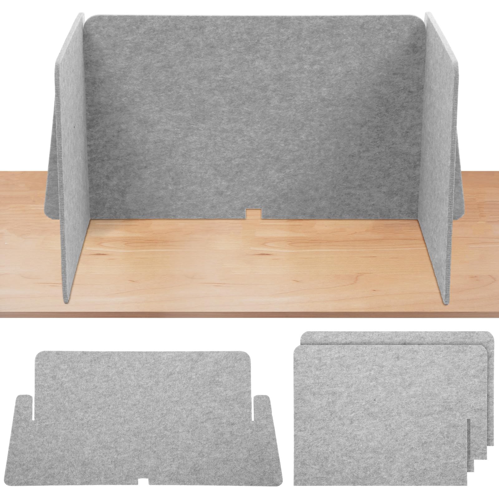 2 Sets Sound Proof Dividers 25 x 15.8, 19 x 15.8 Inch Acoustic Desk Divider Desktop Test Dividers Acoustic Desk Privacy Panel Standing Cubicle Desk Partition for Reduce Noise(Light Gray)