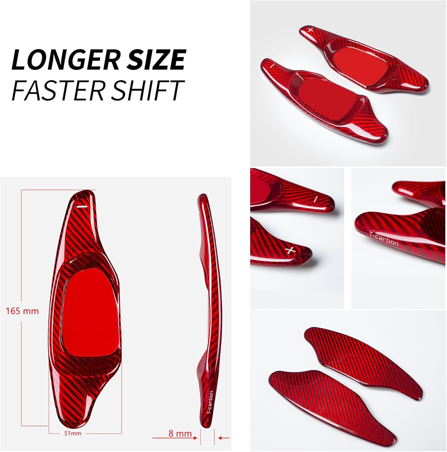 T-carbon Steering Wheel Shift Paddle Fits Cupra Formentor Leon 2024;Real Glass Fiber Paddle Shifter Extension Fits Audi 2014 R8 2015 S3 S5 A5 S6 SQ5 S8 RS3 RS6 RS7 2011-2016 Interior Accessories