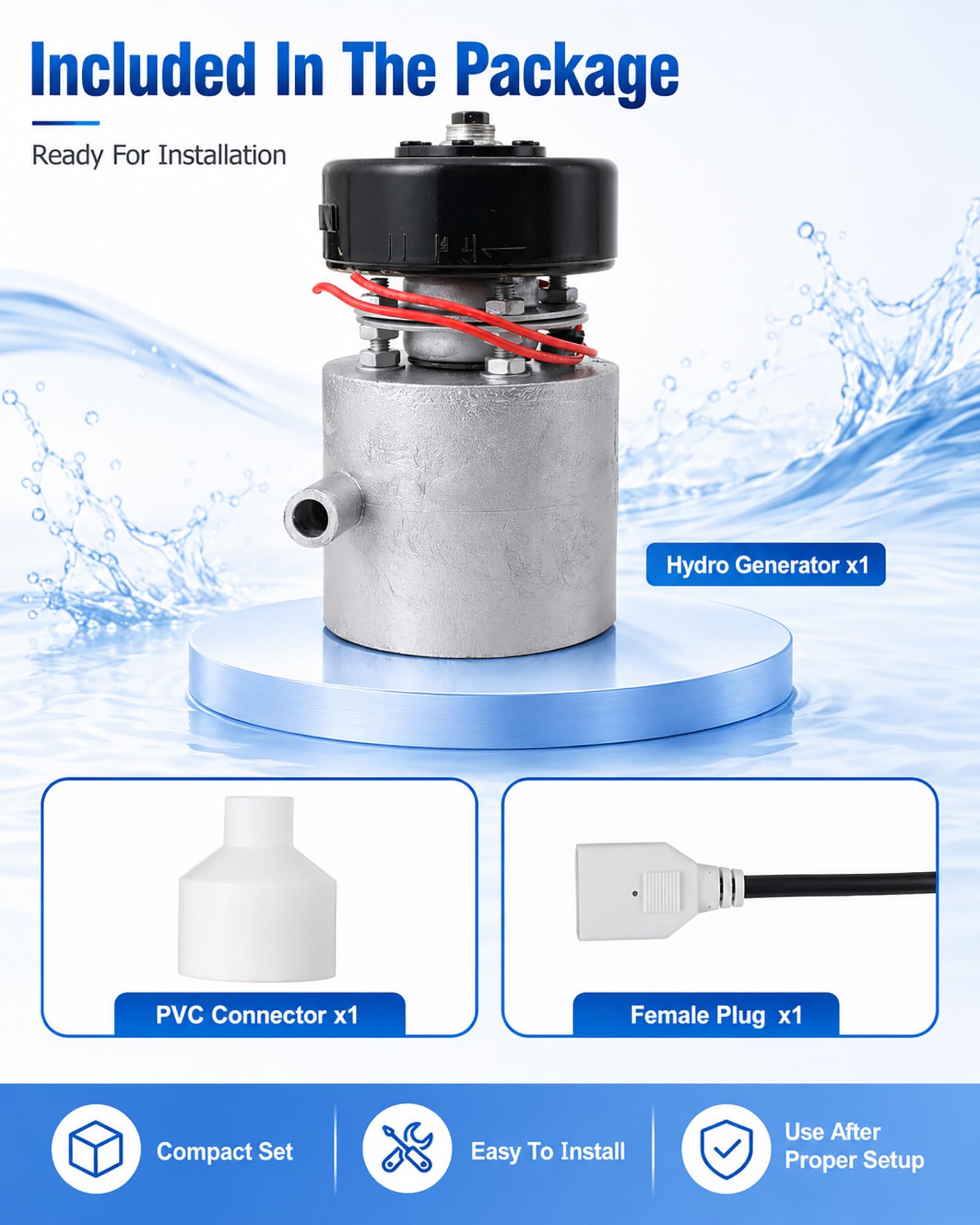 Generatore Micro Idroelettrico 1KW 110V/220V Centrale Idraulica Portatile Con Cuscinetto Turbina Ad Acqua Per Casa Campeggio Illuminazione TV Computer E Piccoli Elettrodomestici,1kw,110V/220V