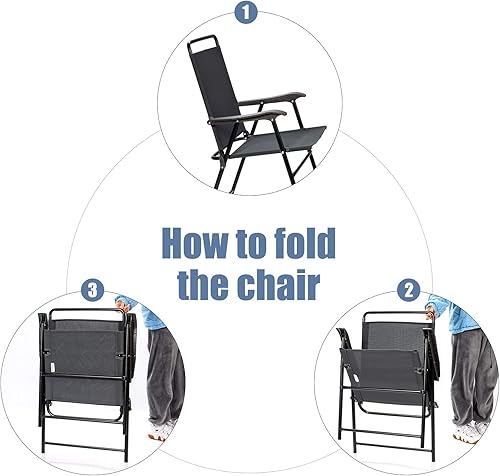 Miniatura 5 de Giantex Juego de 4 sillas plegables de patio, sillas de comedor de patio, sillas traseras para jardín, patio trasero, césped, sin montaje (4)