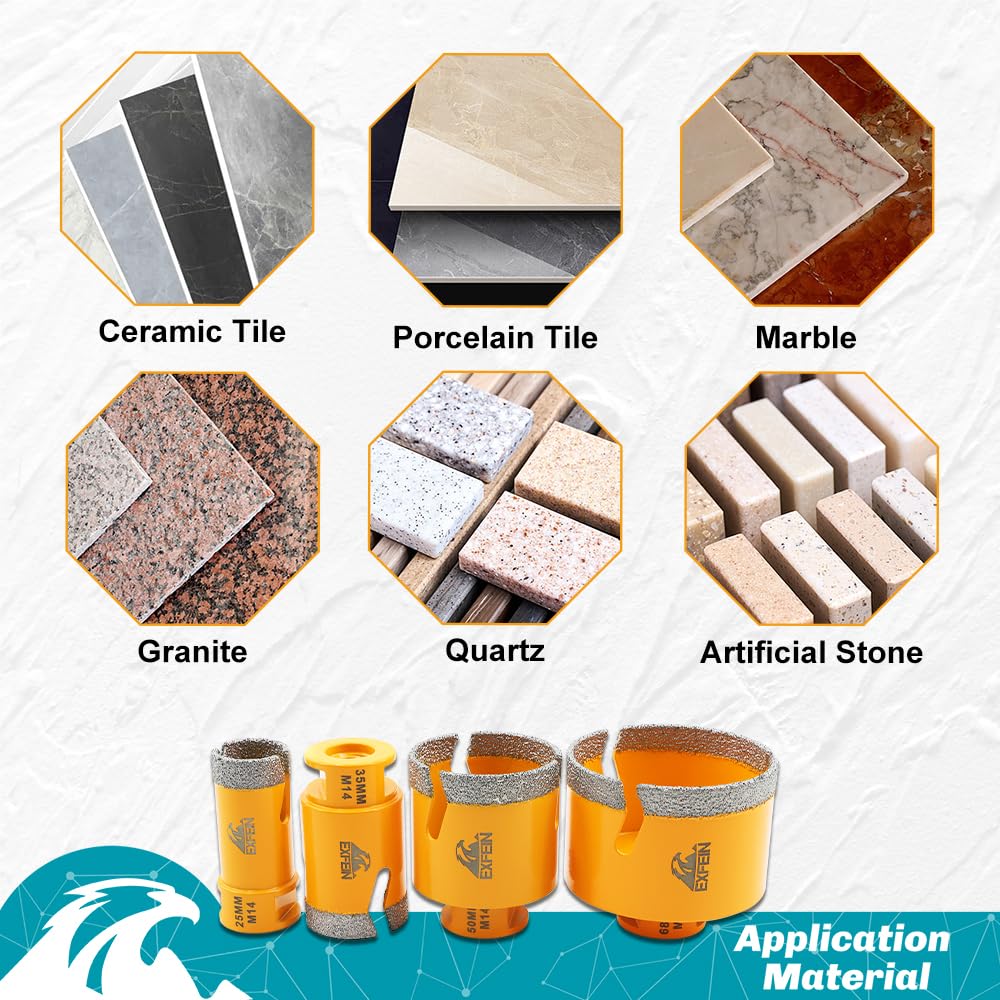 Broca Diamante Porcelanico - 4 piezas (25/35/50/68mm) Corona Diamante Porcelanico para Azulejos Marmol Ceramica