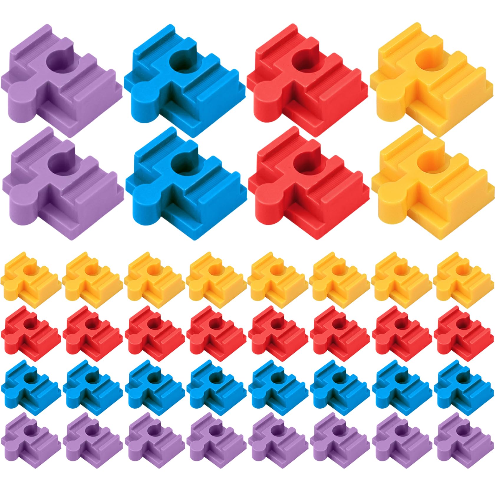Wooden Train Track Accessories|Wooden Train Track Connectors 40Pcs 4 Color Male-Female Wood Pieces DIY Friendly ABS Accessories for 9mm Building Blocks