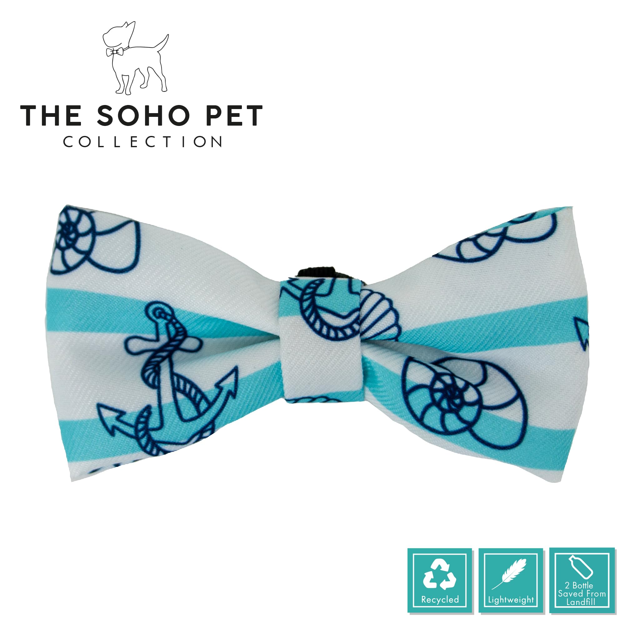 Ancol Soho Dog Bow Tie in Nautical/Coral Pattern, Stylish Fun Pet Necktie - Image 4
