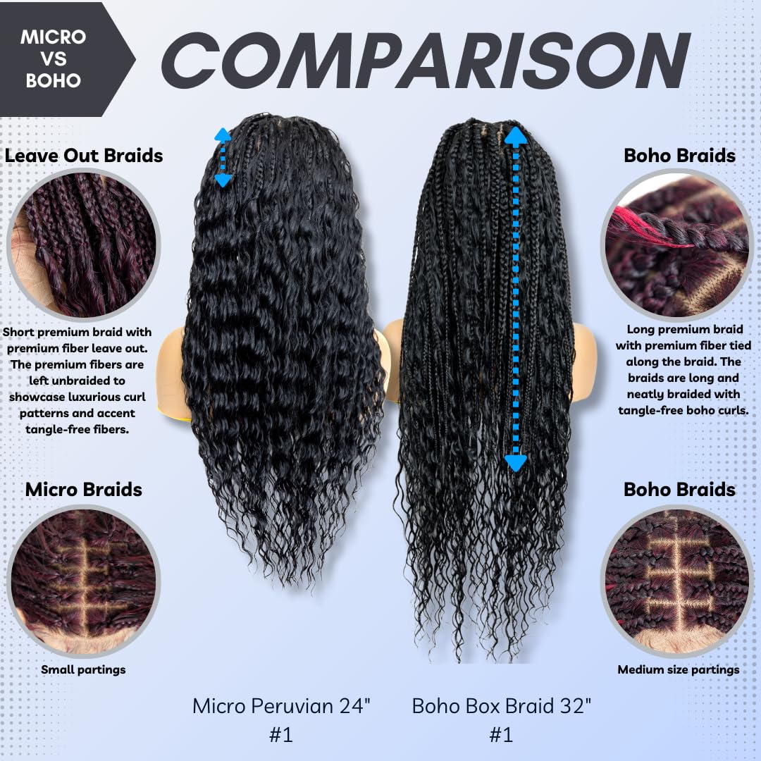 Full Lace Micro Box Braid Wig with Peruvian Deep Waves 24 Inch Amazon.com : PIB Full Lace Braid Wig - Micro Box Braided Wig  main image 2