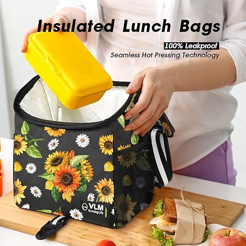 Miniatura 3 de VLM Lonchera para mujer, bolsa de almuerzo aislada para mujer con correa de hombro ajustable, bonita bolsa de almuerzo para el trabajo, picnic,