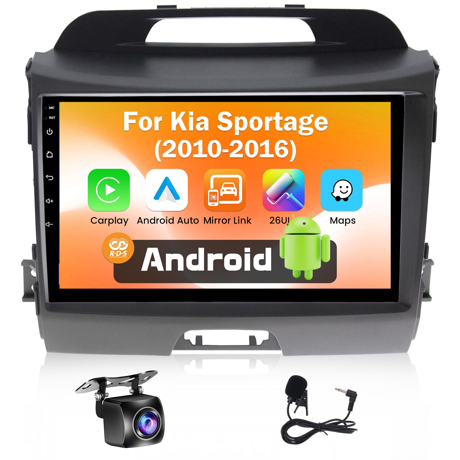 Photo 1 of (Upgrade Cooling) Fecimodiv Screen for Kia Sportage 2010 2011 2012 2013 2014 2015 2016 with Wireless CarPlay Android Auto, 9" Radio Screen for Sportage with WiFi GPS Bluetooth 64G ROM