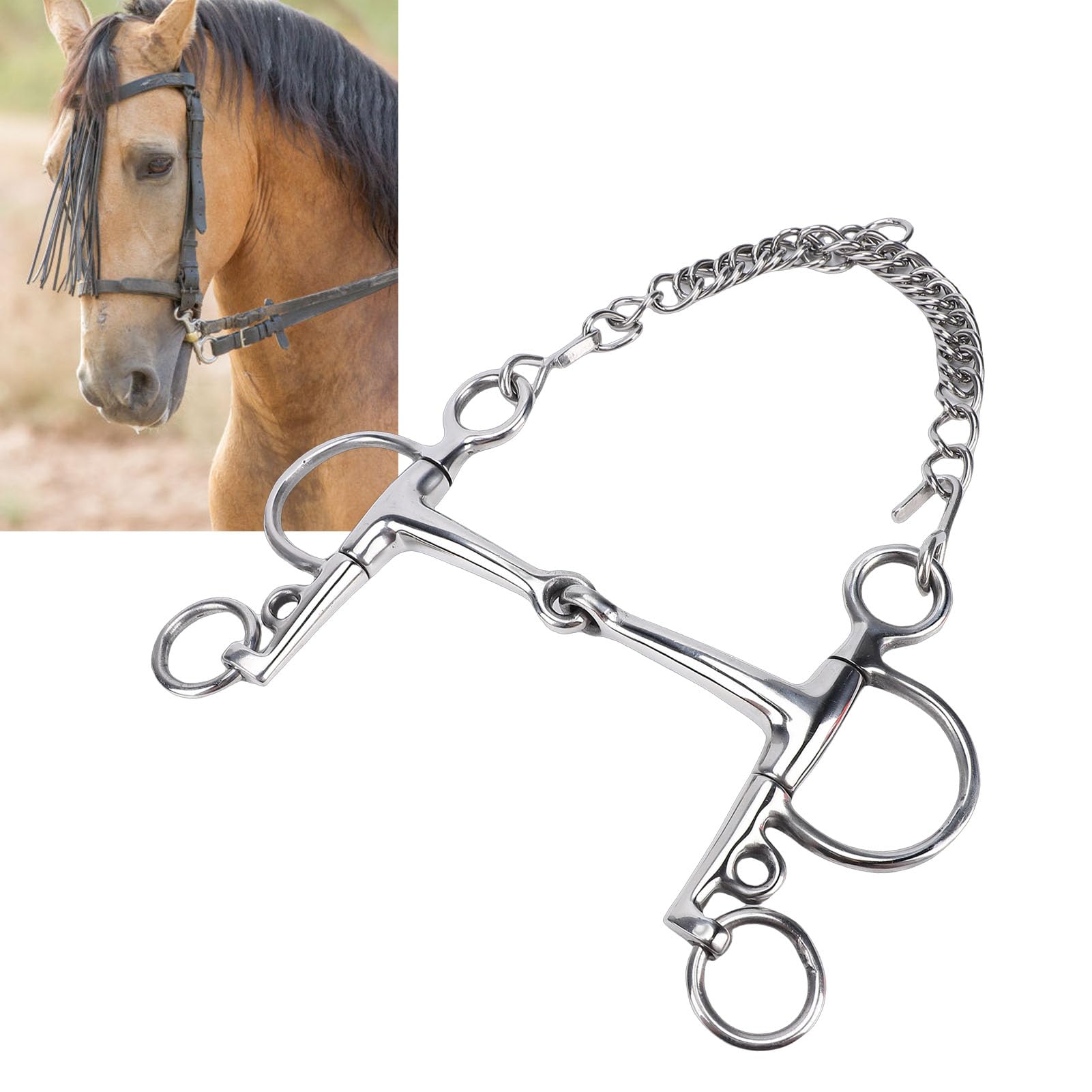 Tnfeeon Pelham Pray Horse, Freno Pelham Pesado para Caballo Cómodo y Práctico, Acero Inoxidable Apto para Caballos