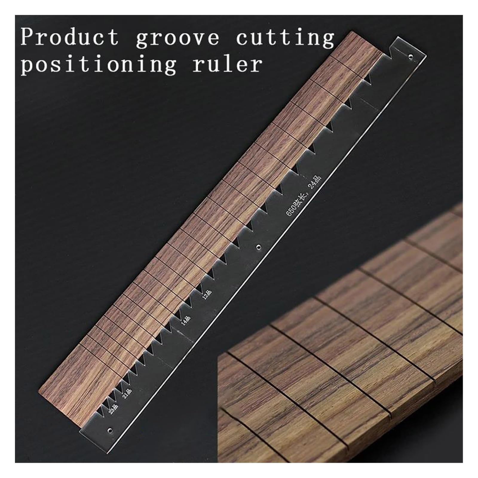 Gabarit Acrylique Découpe Positionnement Rainures Touche Guitare Règle Moule 21/23 - Outil Luthier