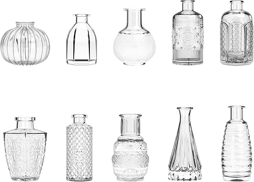 Miniatura 2 de Gather & Bloom Creations Jarrones de cristal a granel  Juego de 10 mini jarrones de centro de mesa de boda  Jarrones de vidrio transparente