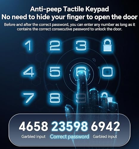 Miniatura 5 de Juego de cerrojo de teclado de entrada sin llave con asa, bloqueo inteligente, bloqueo automático + bloqueo de un solo toque, 100 códigos + fácil