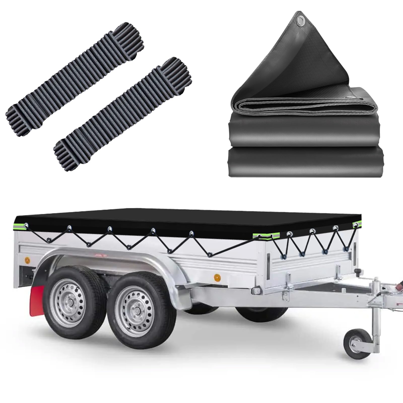 Lona Impermeable, 256x145x8cm Lona Remolque con Cuerda, Ideal para Pongratz LPA 250/13 und 750kg/850kg/1000kg/1300kg/1500kg/2000kg 251x137cm Remolque