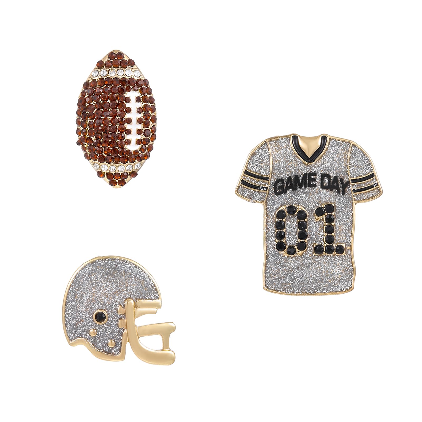 Madison Tyler Football Brooches and Pins for Women | Sport Gold Plated Brooch Pins | Game Day TOUCHDOWN Pearl Bow Helmets Jerseys Brooches Set for