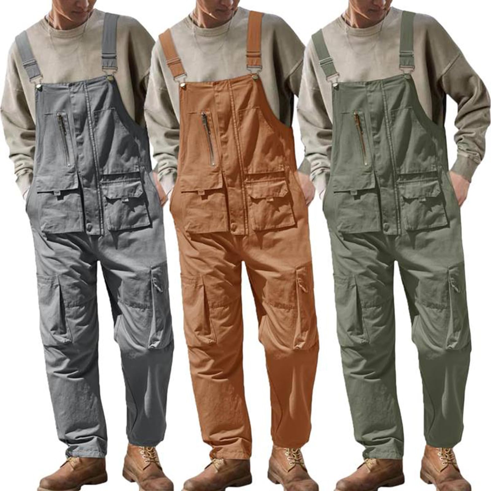 Peto para hombre vintage cargo peto con bolsillos y tirantes, pantalones de peto sueltos, cómodos pantalones de trabajo informales esenciales, pantalones de trabajo suaves, de verano, para jardín y