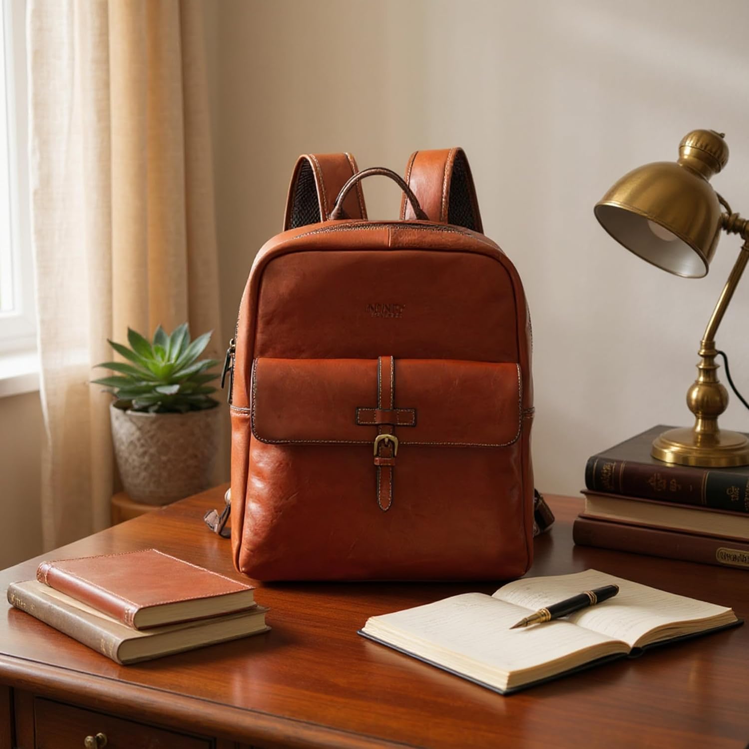 Genuine Leather Backpack Rucksack – Vintage Laptop Bag Fits 15.6” – Cowhide Travel Shoulder Bag for Men & Women – 14L Daypack