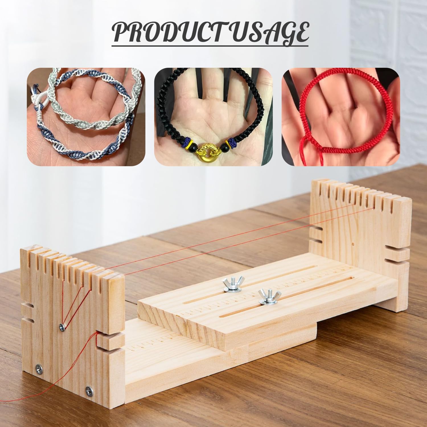 OLizee® Wood Adjustable Bracelet Braiding Jig Paracord DIY Clear Scale Weaving Tool Knitting Bracelet Wristband Rack Handmade Bracelet Necklace Accessories