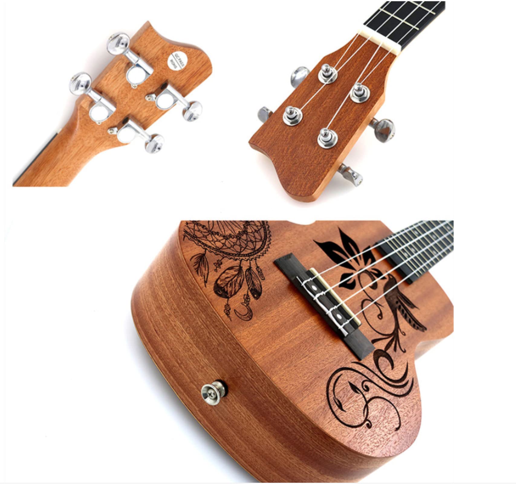 24 "Concert Children Ukulele mogano inciso portatile per bambini regali principianti P