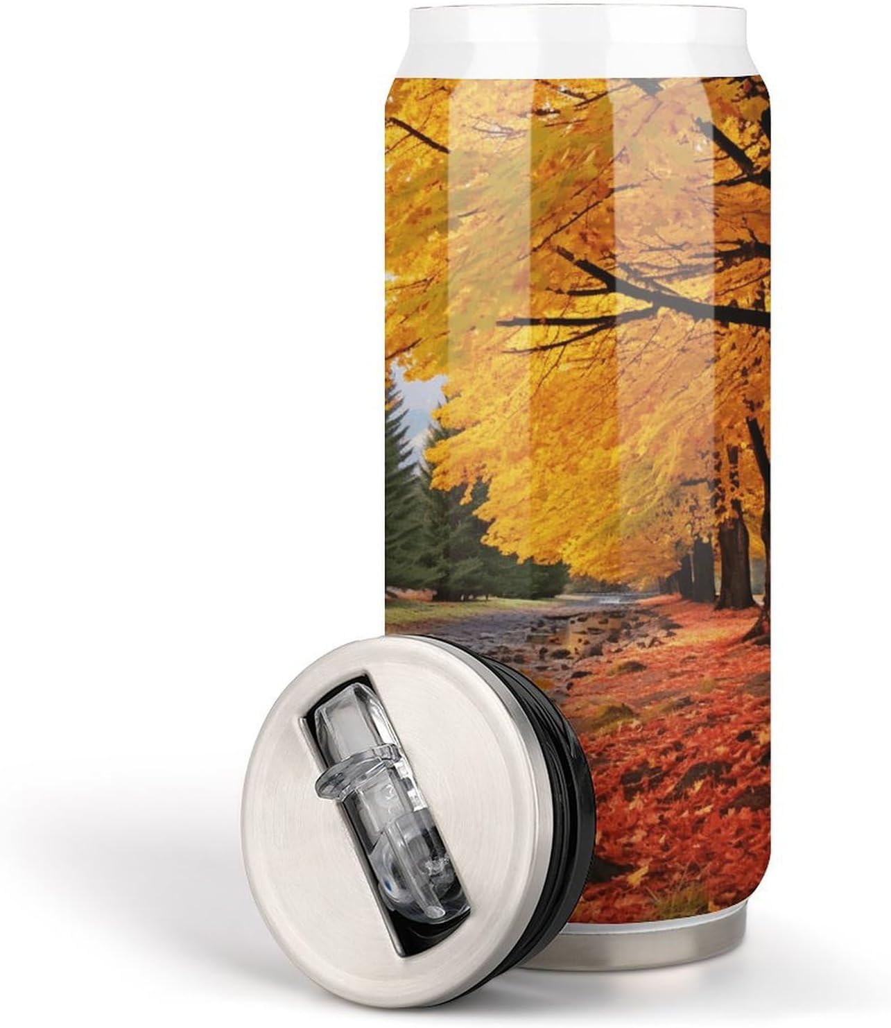 Stainless Steel Cups Fall Colors Printed Coke Cup Stainless Steel Insulated Cups with Lid And Straw