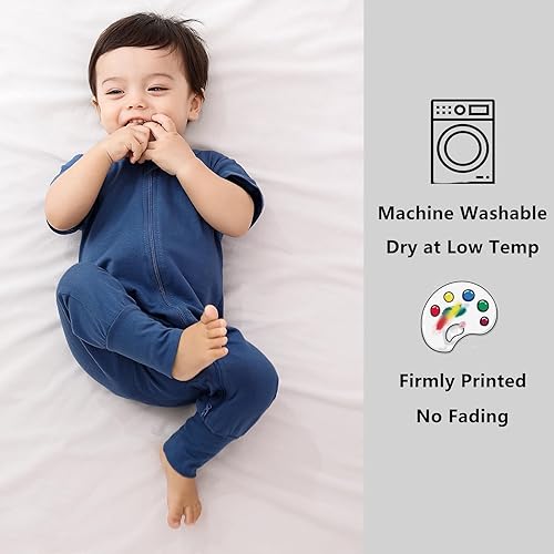 Miniatura 4 de BeiVSlley Paquete de 2 mamelucos de verano de manga corta para bebé, de algodón, con cremallera frontal, ropa para bebés y niños pequeños