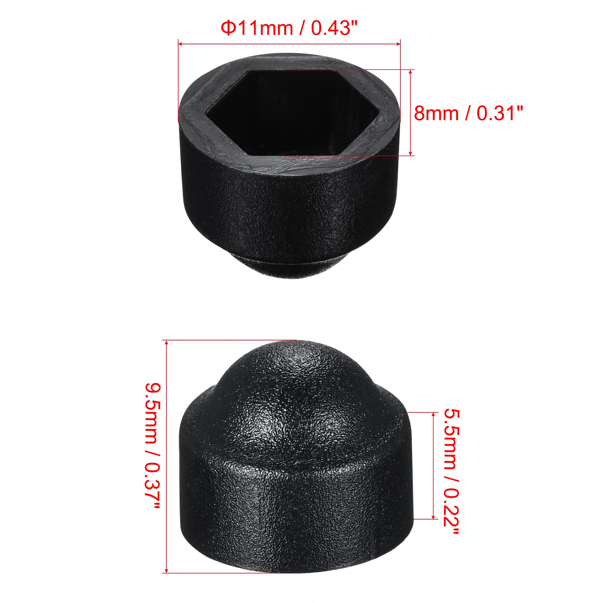 uxcell Plastic Dome Nut Protection Cap Covers, M5 Nut Cover Black 100pcs