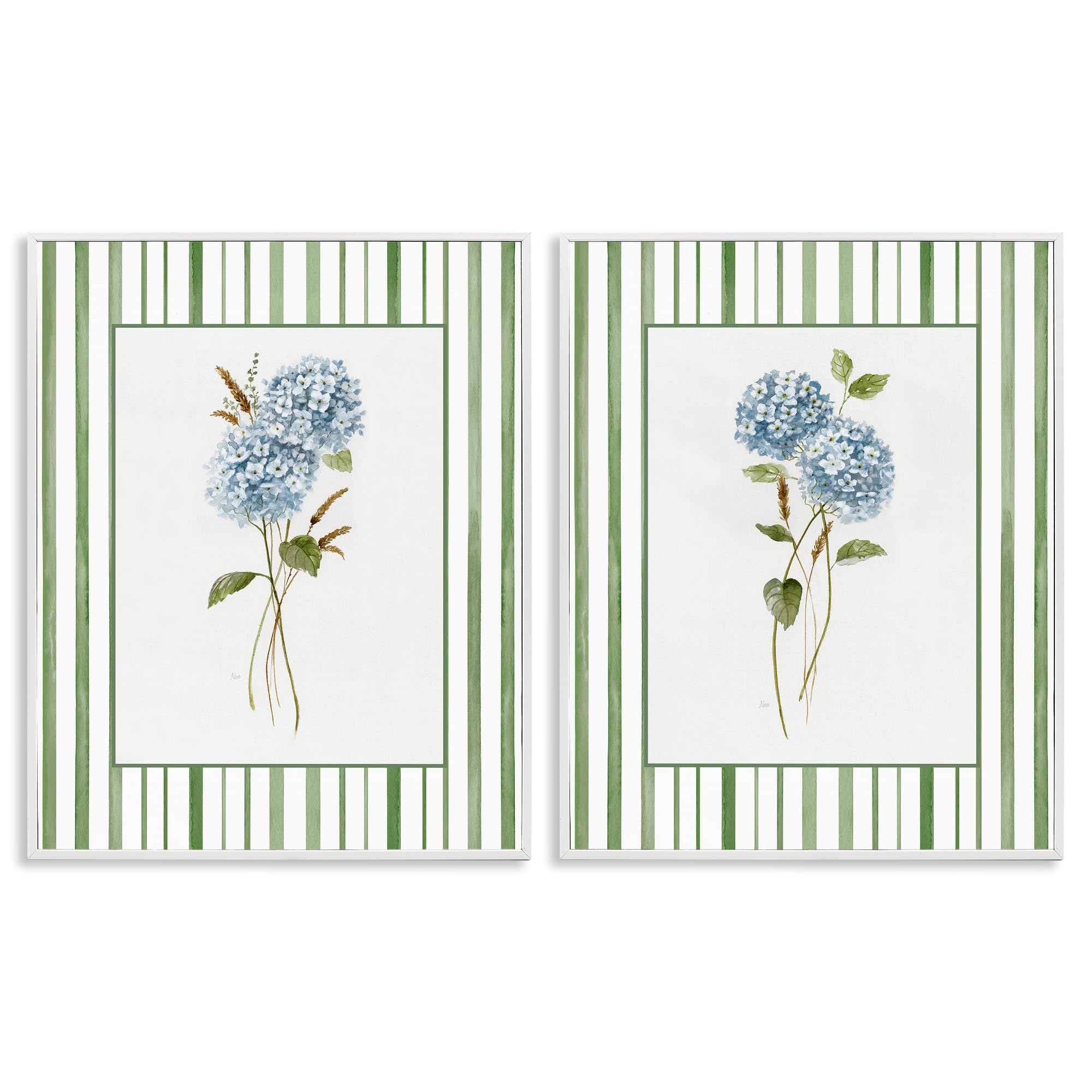 Stupell Industries Coastal White (Textured) 'Wheat & Hydrangea Sprigs'| 2Pc Framed Giclee Art Set 2