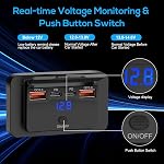 Linkstyle RV USB Sortie, double 18W USB A & Double 30W PD3.0 Panneau de socket de chargeur de voiture PD3.0 avec affichage de tension pour 12V/24V Auto Boat Marine