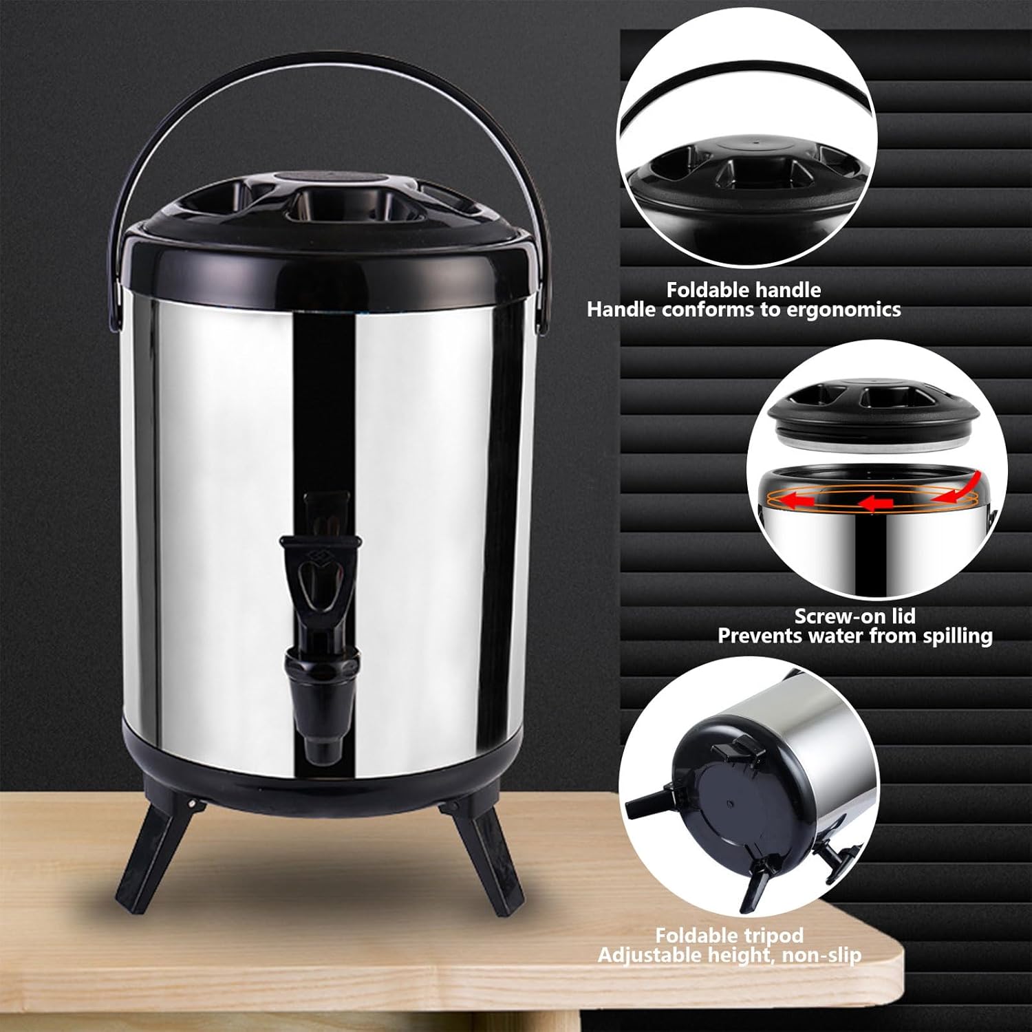 AIZYR Insulated Beverage Dispenser Coffee Carafe Drink Dispenser with Spigot,Juice Dispenser for Tea Coffee Restaurant Drink Shop,8L