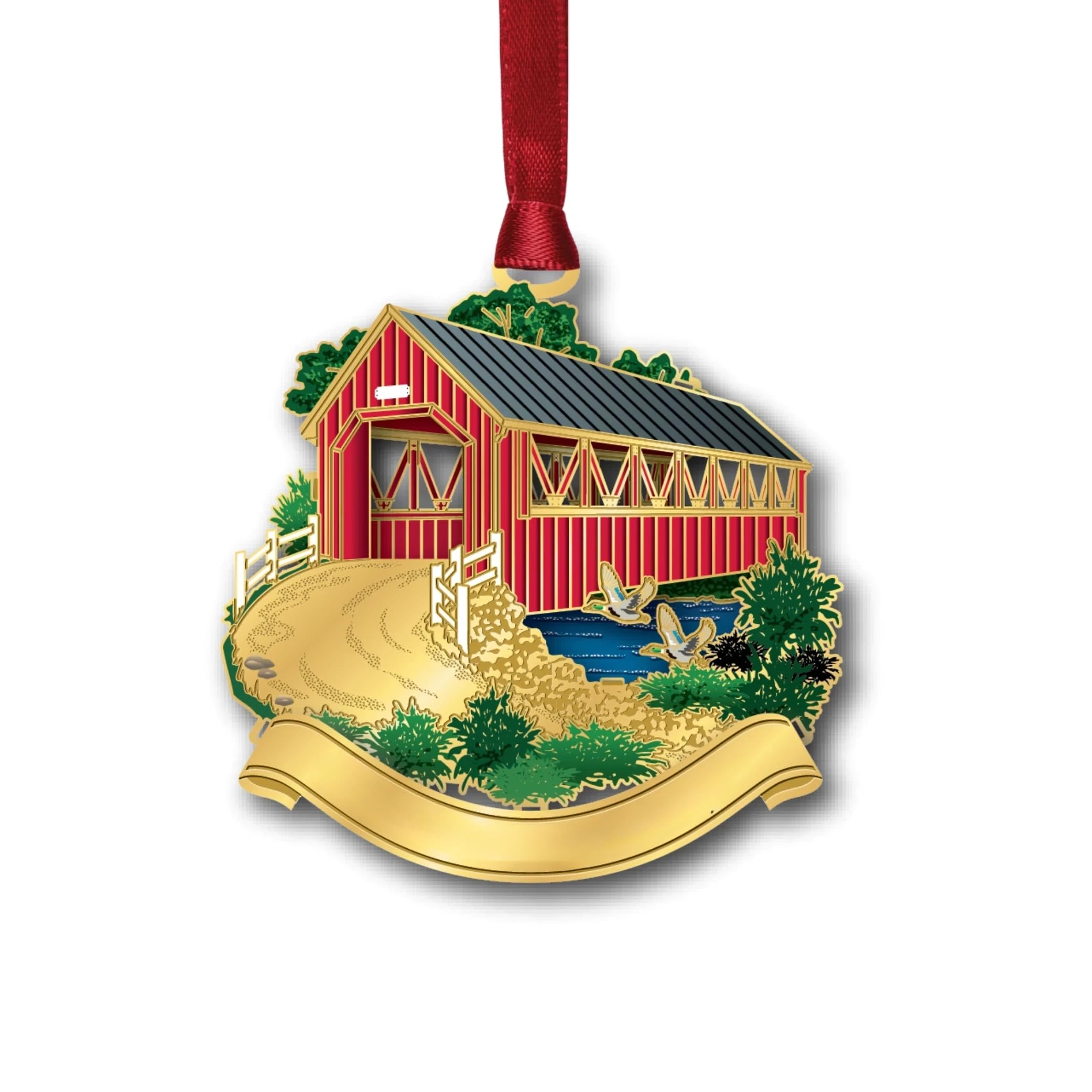 Pont couvert en ornement multicolore de 6,3 cm pour embellir votre sapin