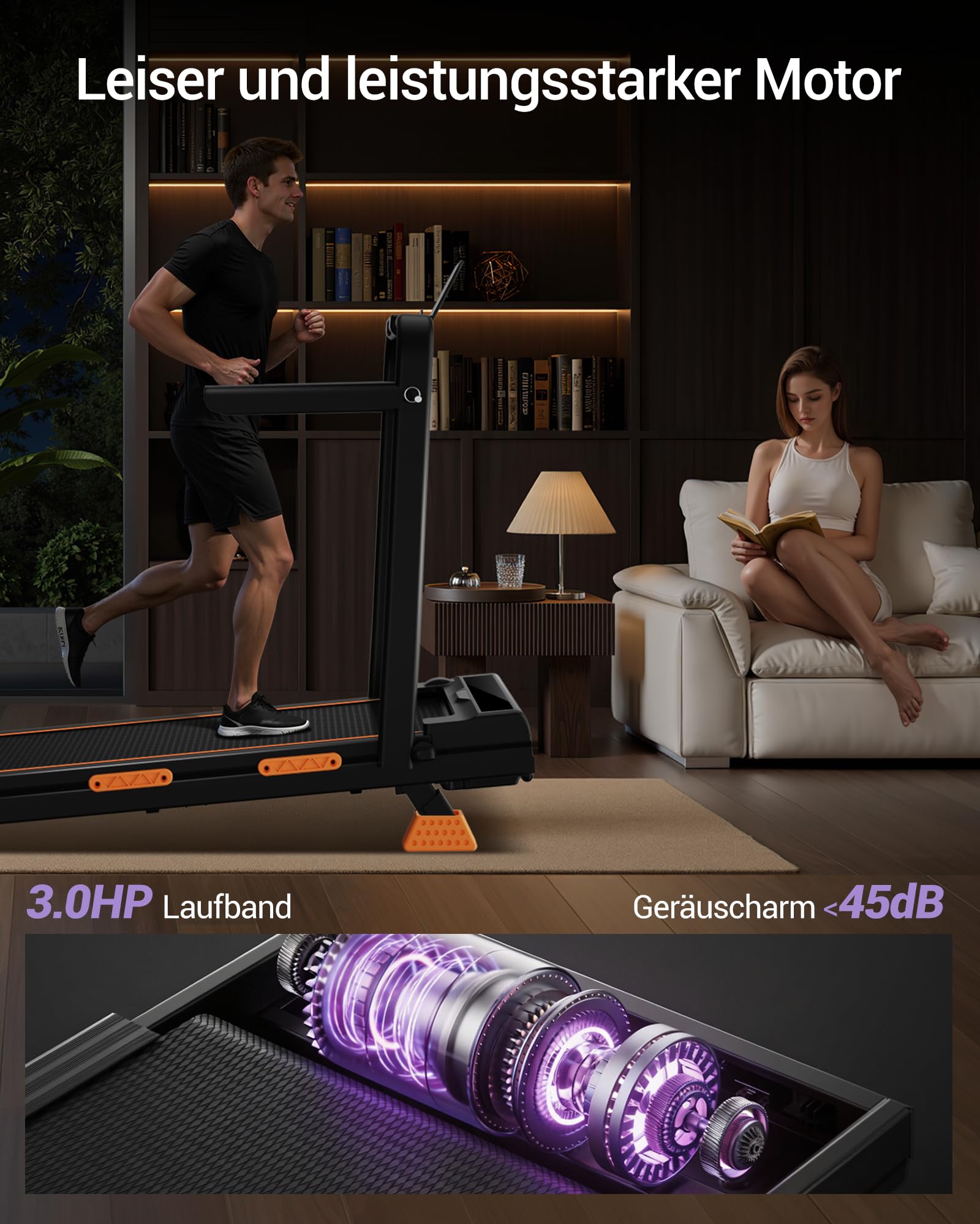 CURSOR Tapis de Marche Pliable Inclinable 16%, 10km/h Tapis de Course Pliable Inclinable, avec Affichage LED, Télécommande, 3.0 HP Treadmill Walking Pad, Tapis de Marche Bureau, 159KG Max Charge