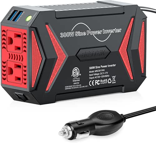 BESTEK Pure Sine Wave Power Inverter - 300W Car Plug