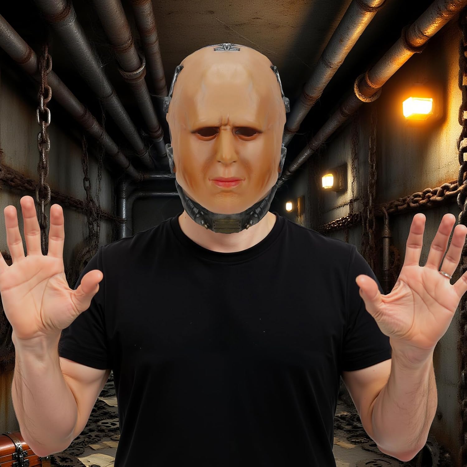 Robot Mask Cybernetic Warrior Mask Futuristic Sci Fi Punk Latex Helmet Cool Halloween Cosplay Mecha Techwear Prop