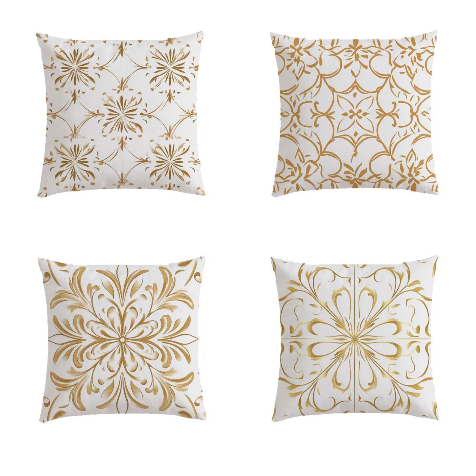 Housse de coussin salon de jardin extérieur imperméable lot de 4 lin