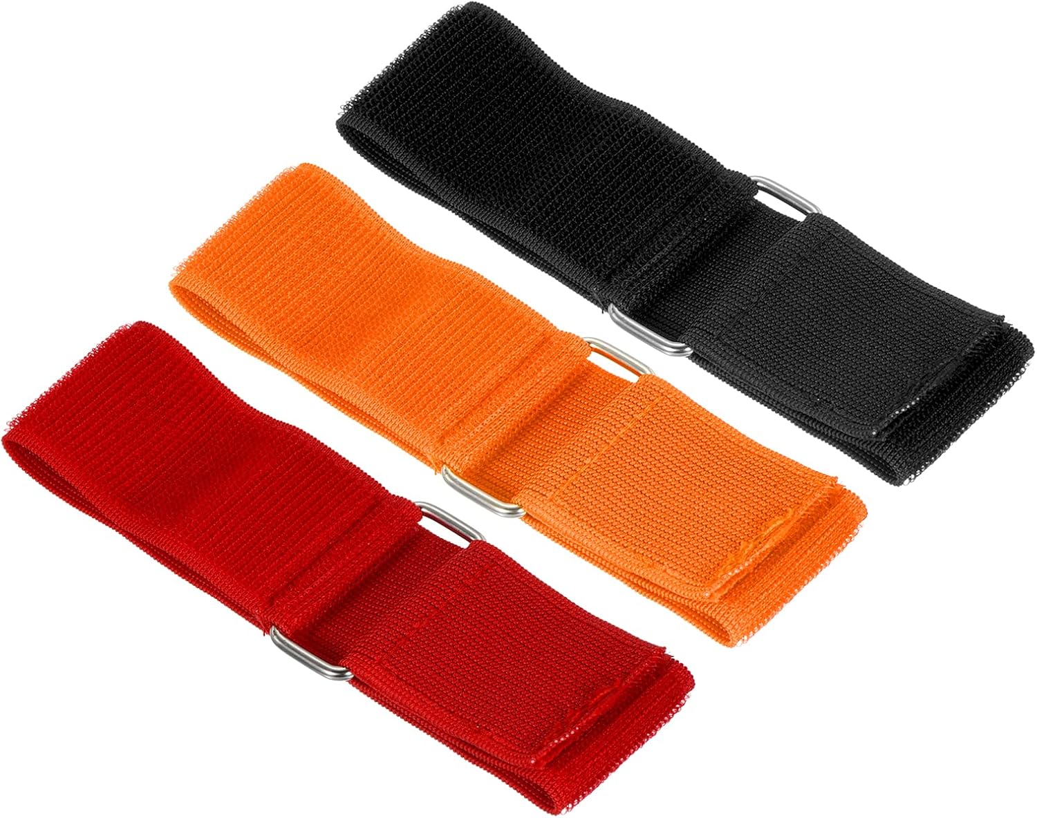 PATIKIL 3 Legged Race Bands, 3 Pack Nylon Elastic Tie for Outdoor Birthday Party Field Day Carnival Relay Game (Blue, Black, Red)